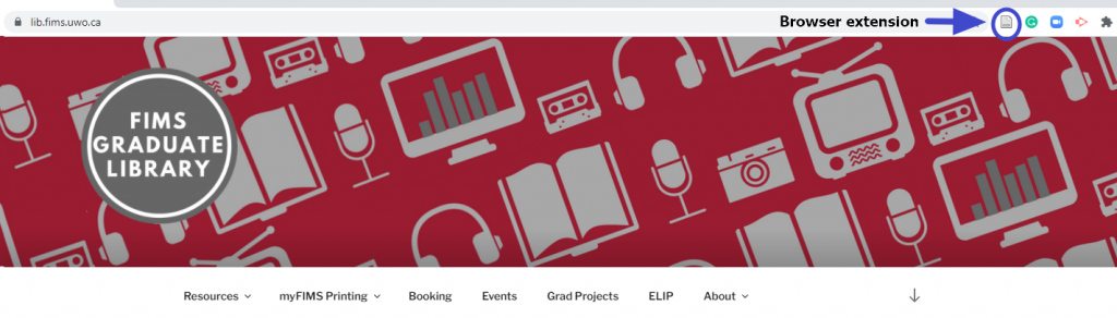 Figure 1 Image of the Zotero browser extension on the FIMS Graduate Library's Website.
