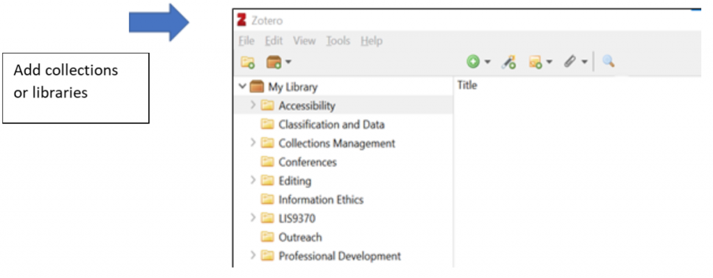 Figure 2 Image of a Zotero library.